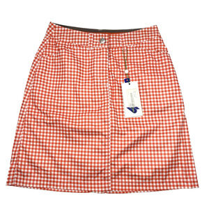 NWT Daily Sports Wind Mini Micro Salmon Gingham Golf Skort Size 2 27x18.5"
